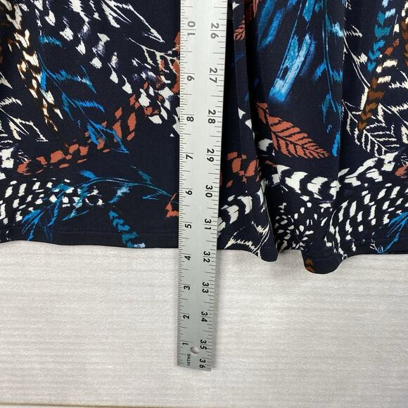 Catherines Top Womens 3X Southwestern Feathers Print Bell Sleeve Boho Stretch - Picture 6 of 9